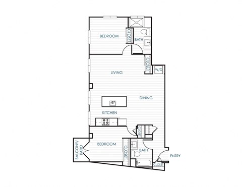 Floor plan for 2 beds, 2 baths, 1171 sqft